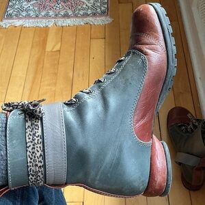 John Fluevog Jenna Two-Tone Lace-Up Leather Boots